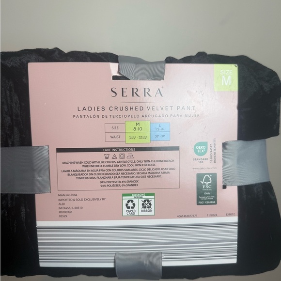 SERRA Ladies Crushed Velvet Pant in Black with Pockets Size M NWT - Picture 3 of 7